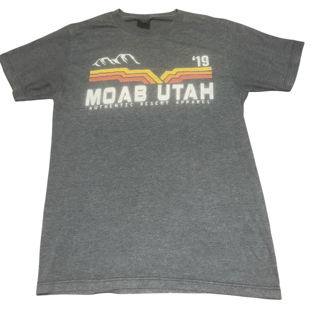 Prairie Mountain Mens Moab Utah Graphic T-Shirt Small Gray Retro Desert 2019